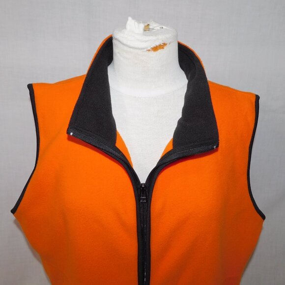 VTG 90s Northern Reflections Womens XL Orange Micro Fleece Full Zip Vest Bright - Picture 2 of 10